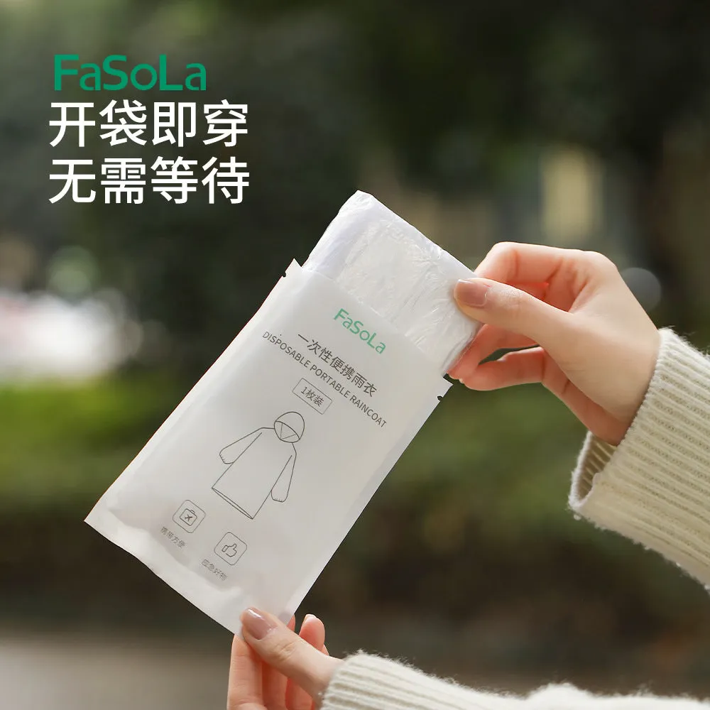 FaSoLa Disposable Portable Raincoat - White, 5 Pack