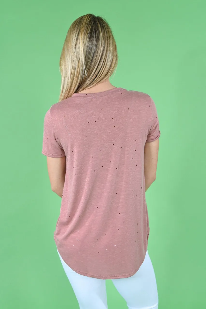 Feeling Holey Top ~ Mauve