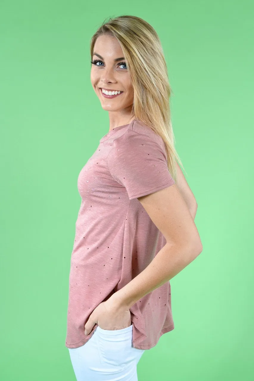 Feeling Holey Top ~ Mauve