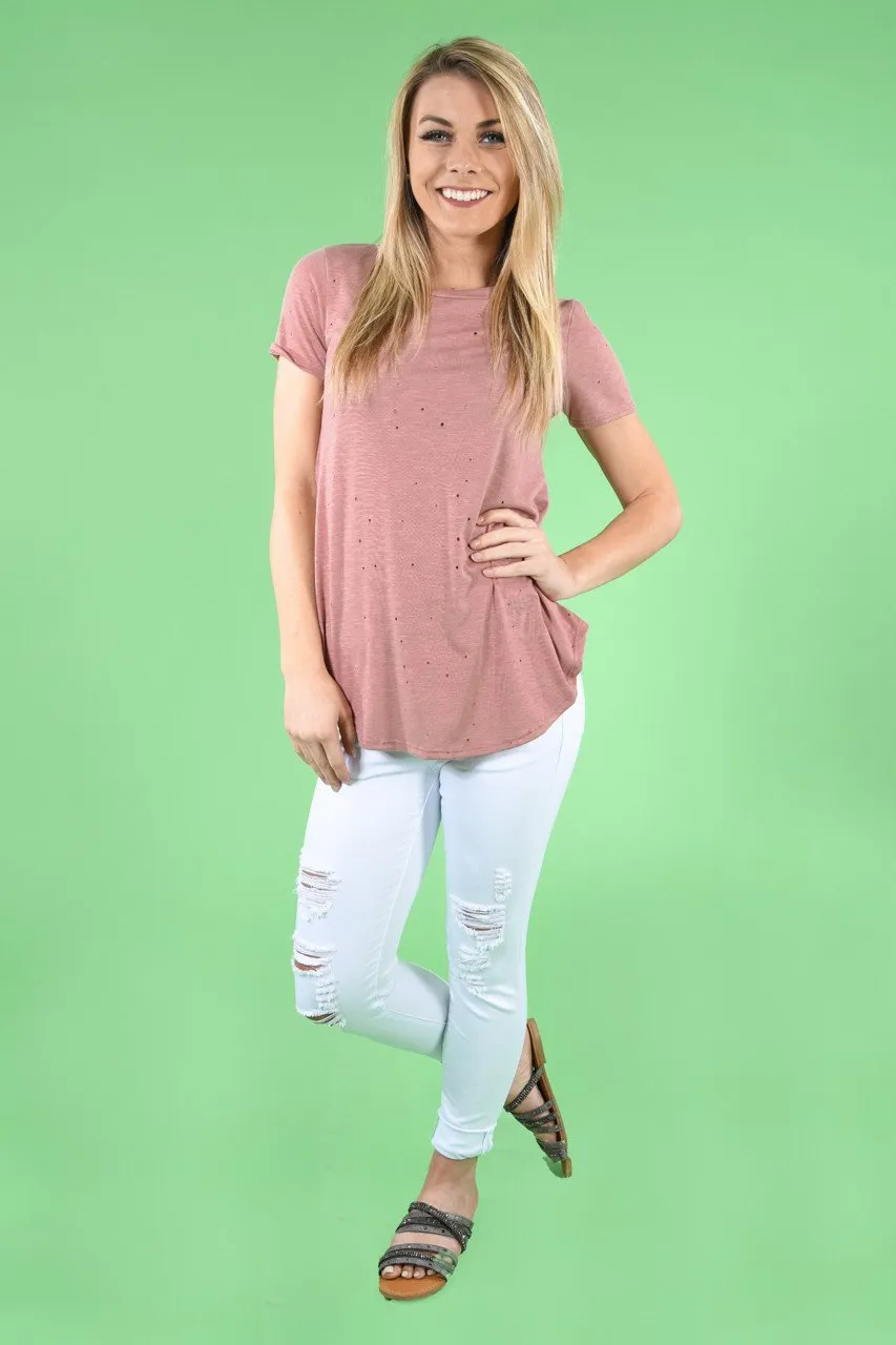 Feeling Holey Top ~ Mauve