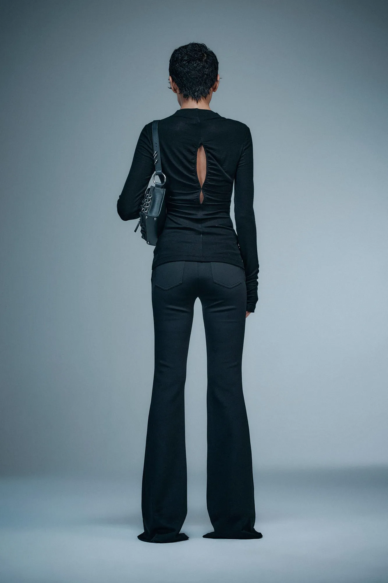Four-pointed star split bootcut trousers