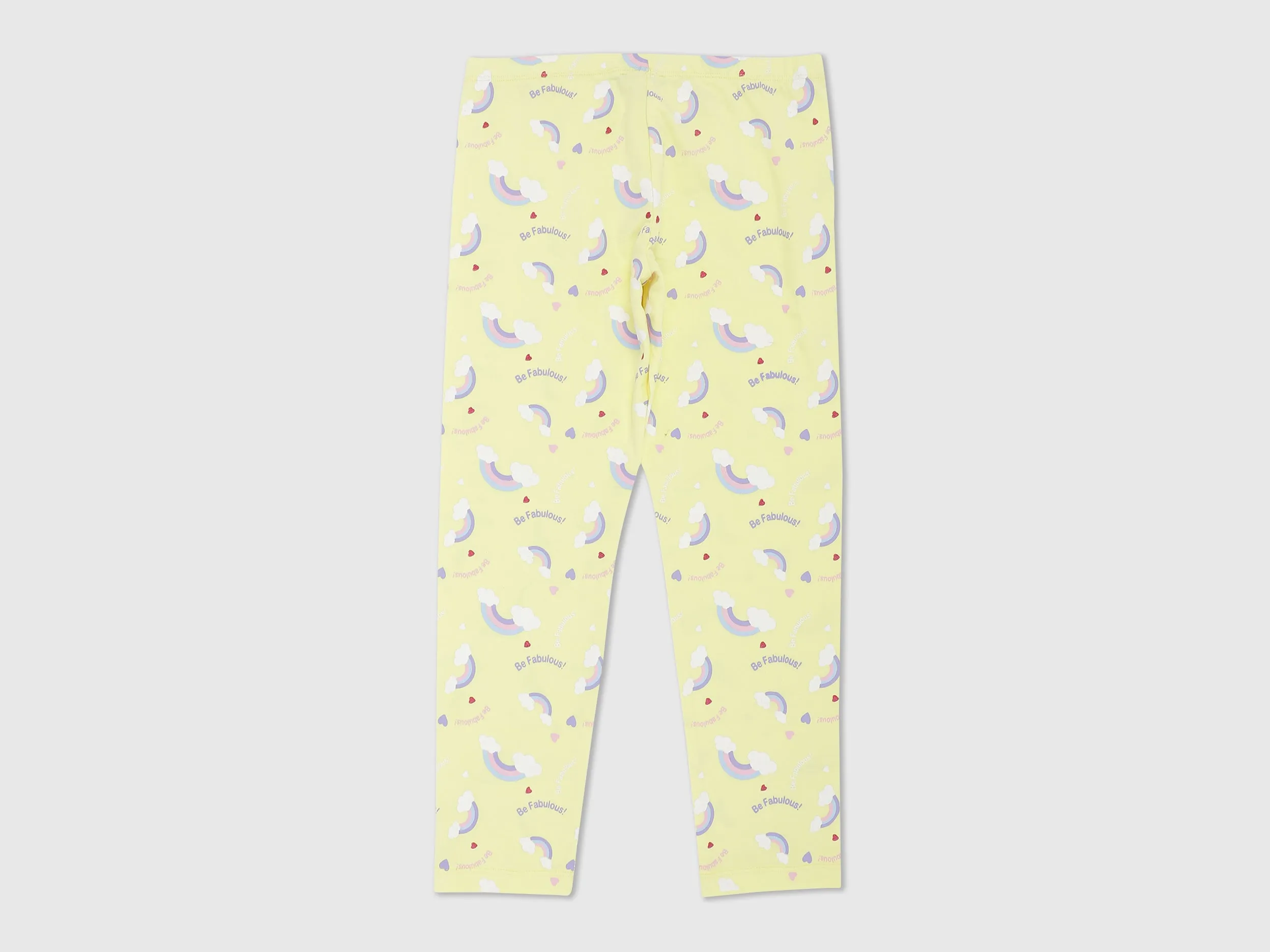 Girls Yellow Rainbow Printed Leggings
