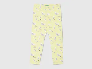 Girls Yellow Rainbow Printed Leggings
