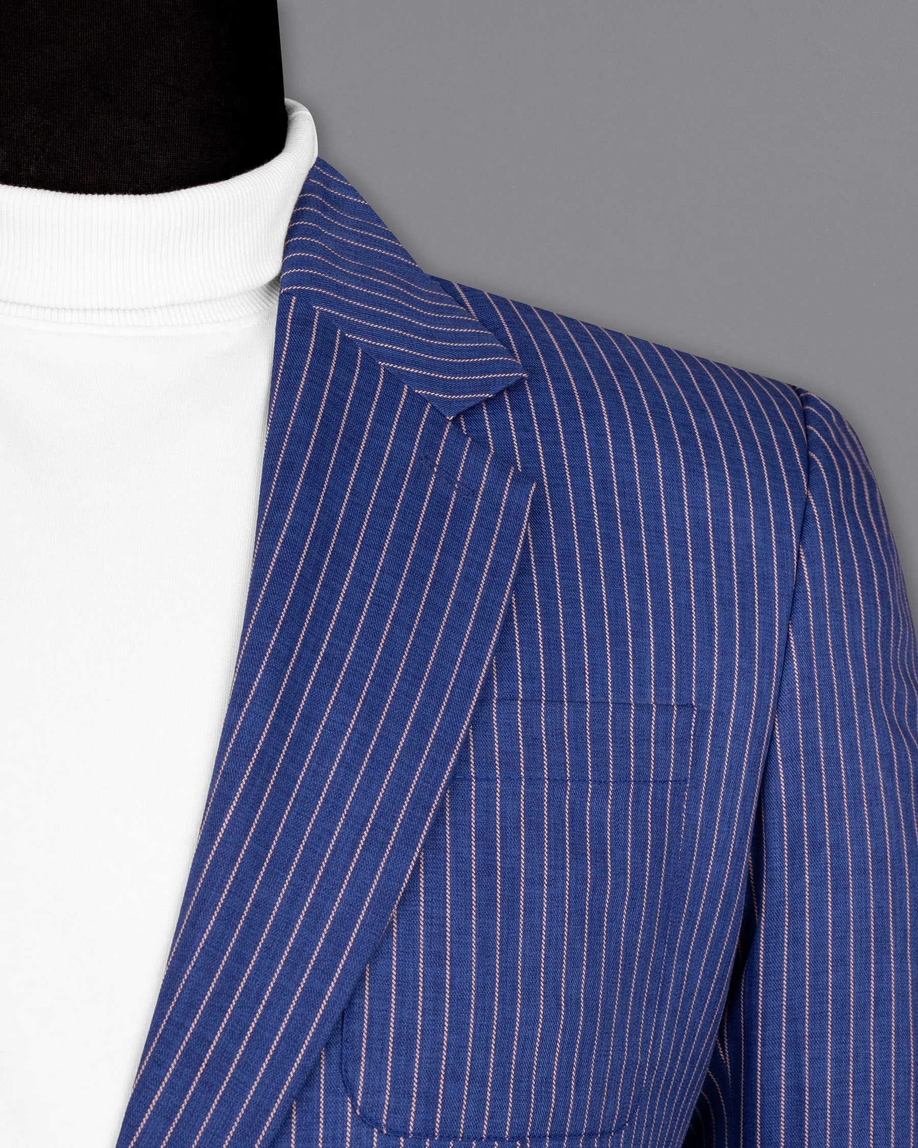 Governor Bay Blue Striped Wool Rich Sports Blazer