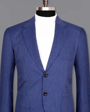 Governor Bay Blue Striped Wool Rich Sports Blazer
