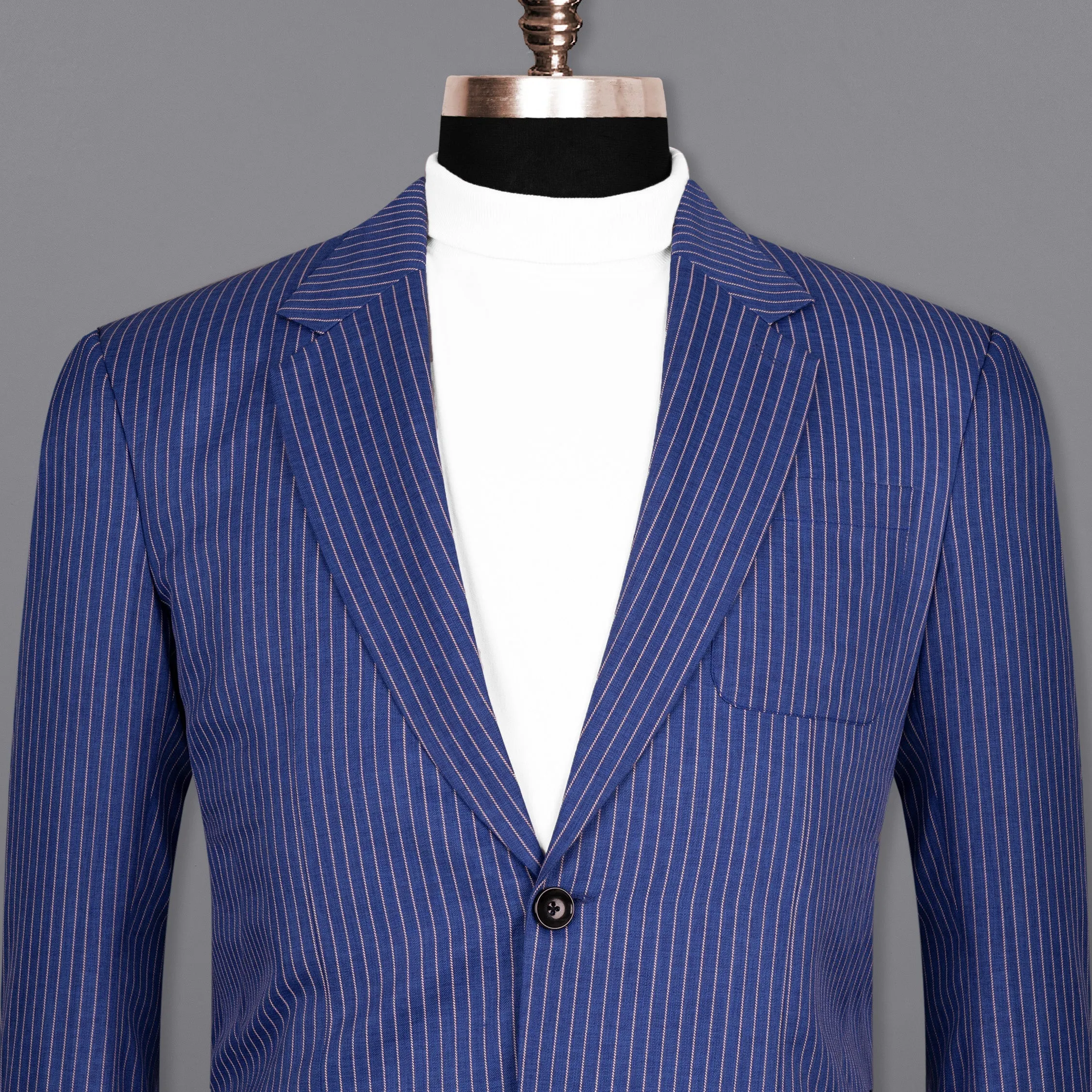 Governor Bay Blue Striped Wool Rich Sports Blazer
