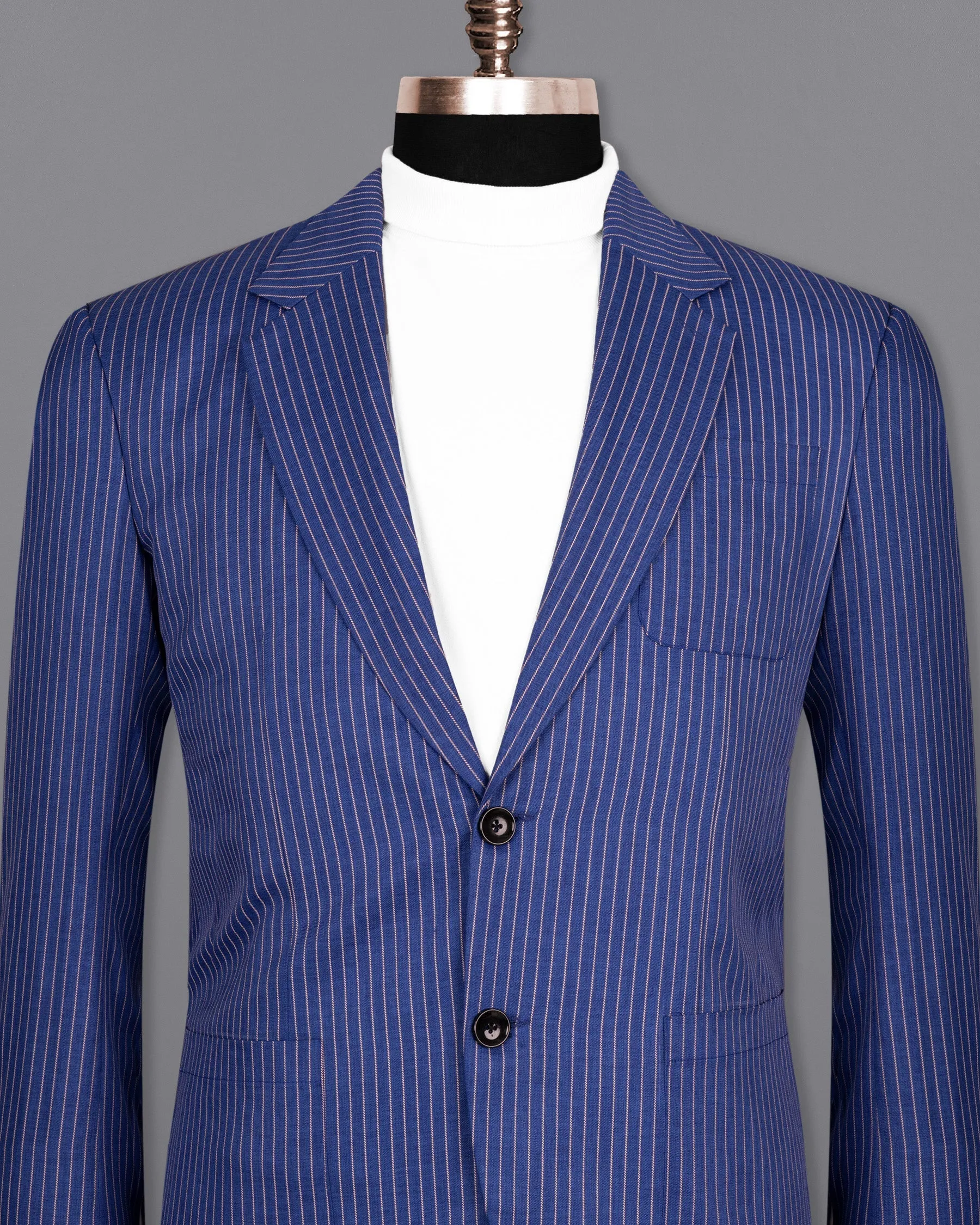 Governor Bay Blue Striped Wool Rich Sports Blazer