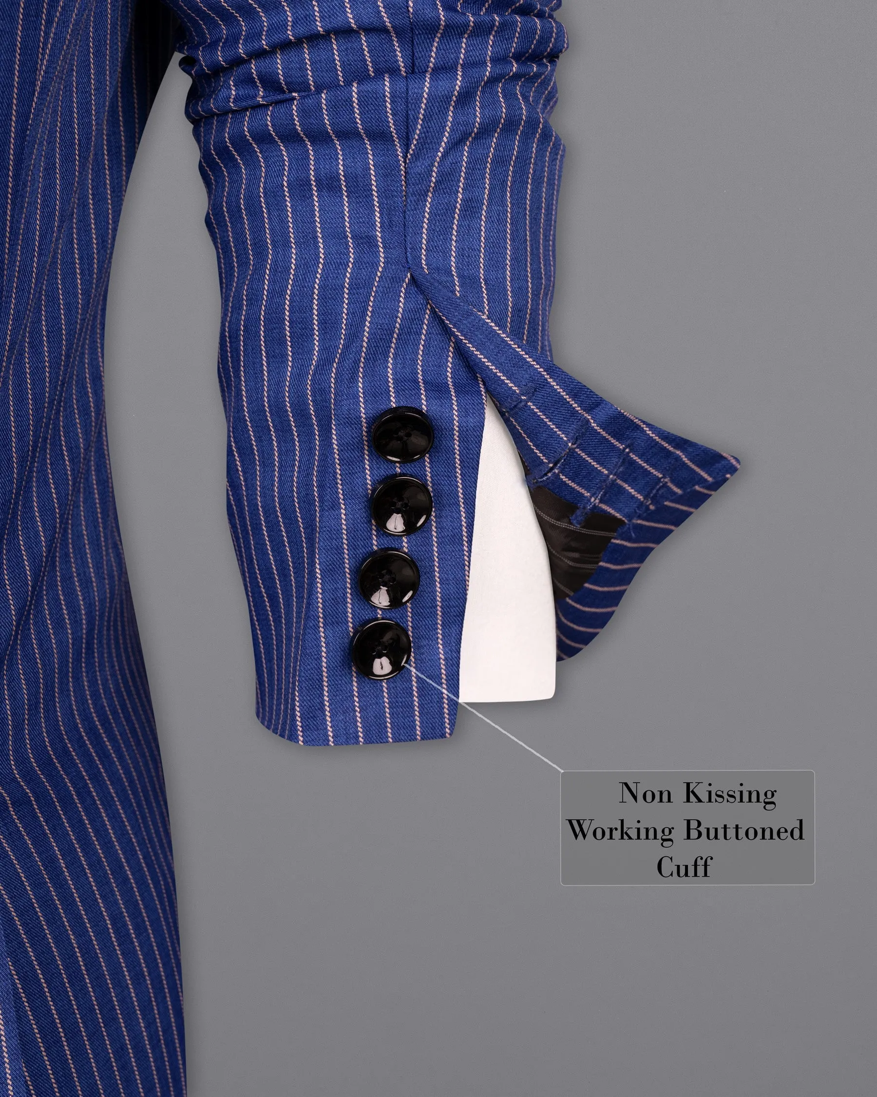 Governor Bay Blue Striped Wool Rich Sports Blazer