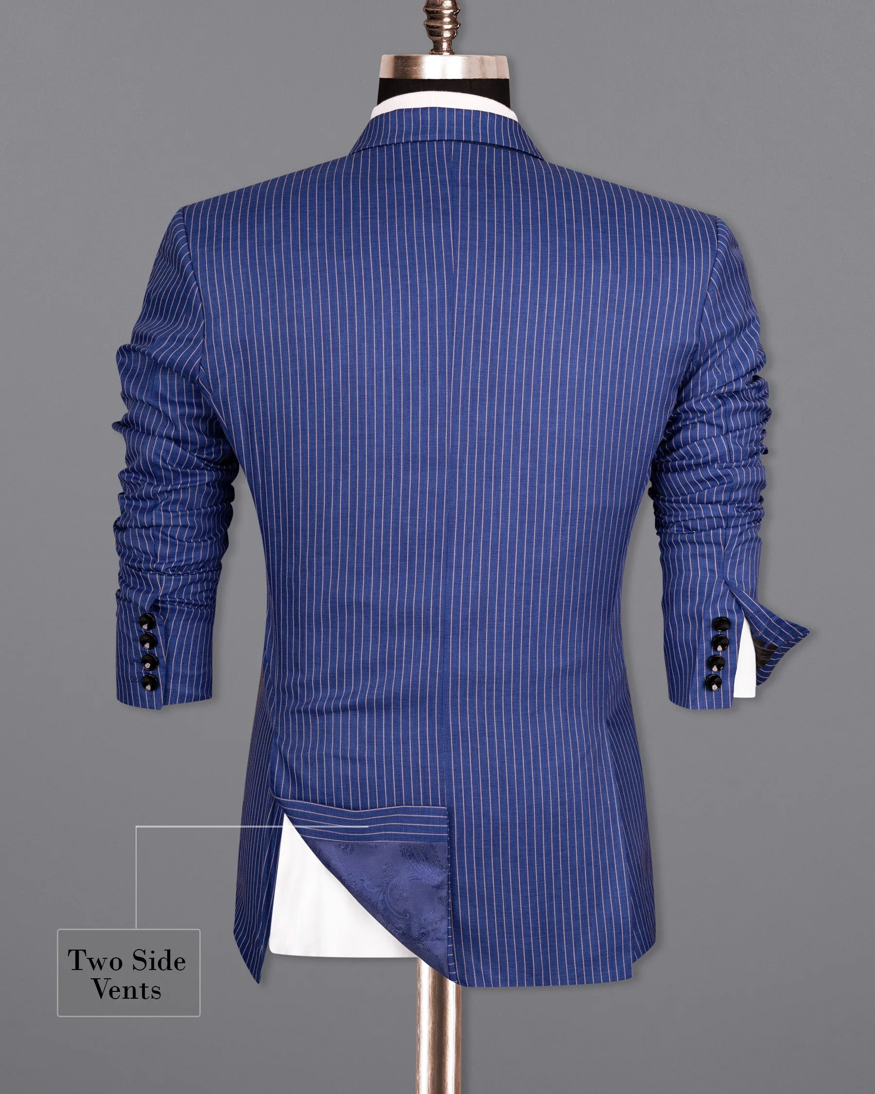 Governor Bay Blue Striped Wool Rich Sports Blazer