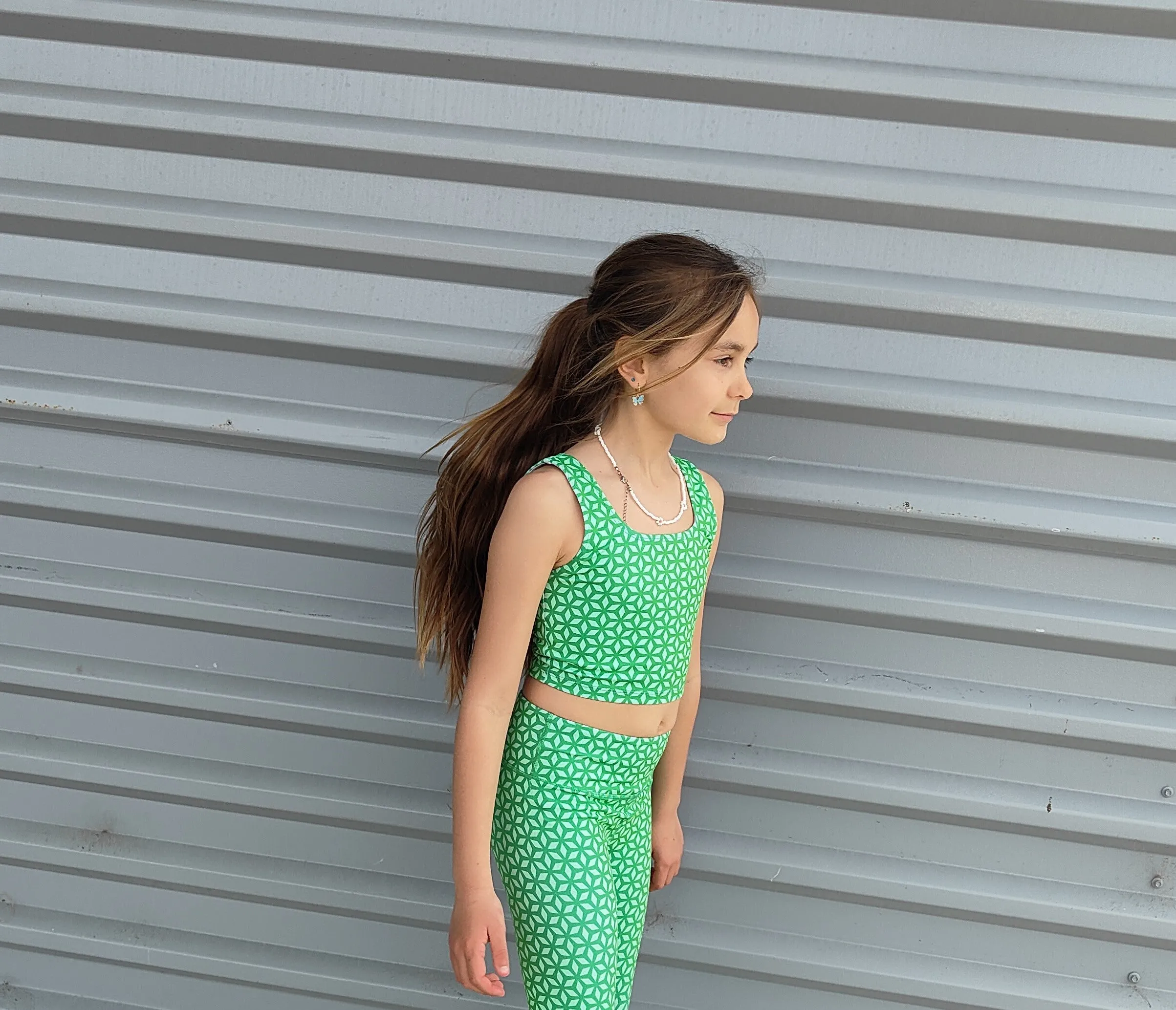Green cropped tank
