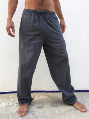 Grey Cotton Drawstring Pants