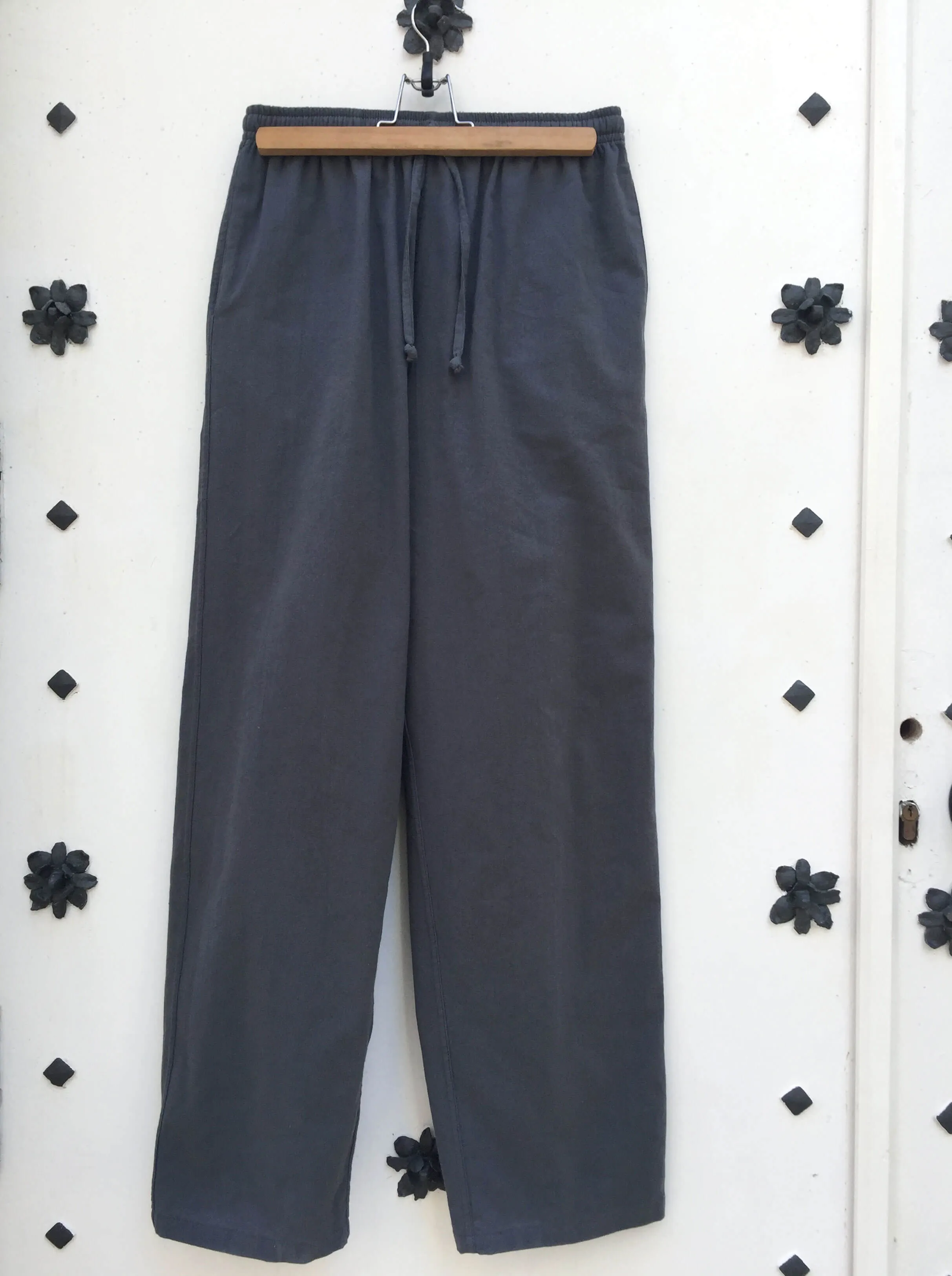 Grey Cotton Drawstring Pants