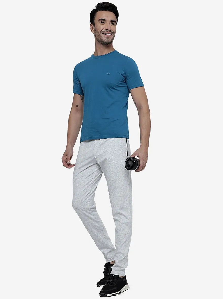Grey Melange Solid Slim Fit Track Pant | JadeBlue