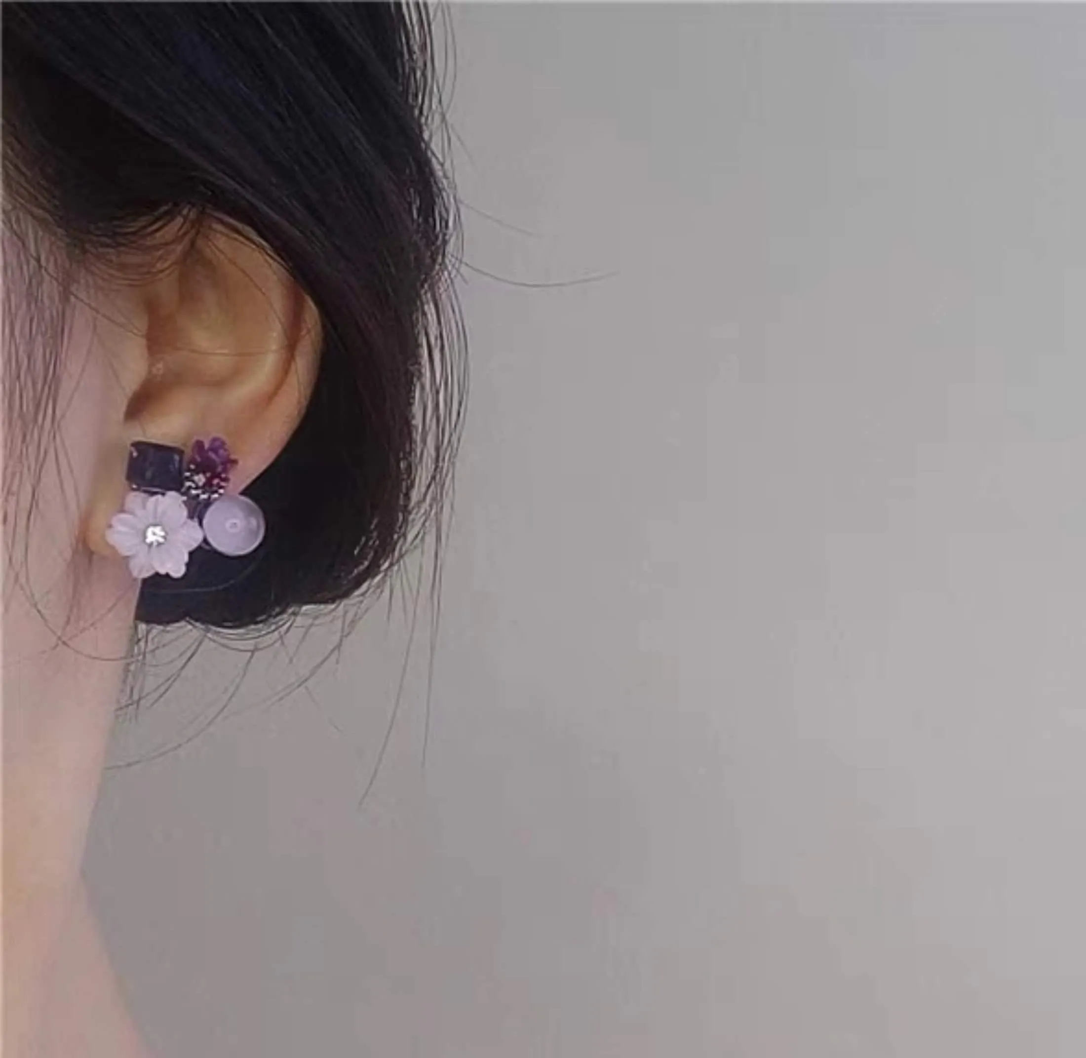 Handmade Violet Purple Floral Wreath Stud Earrings