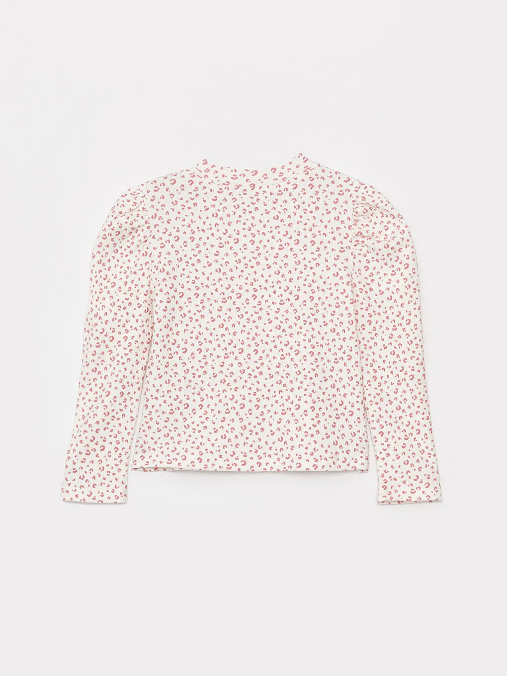 High Collar Patterned Long Sleeve Girls T-Shirt