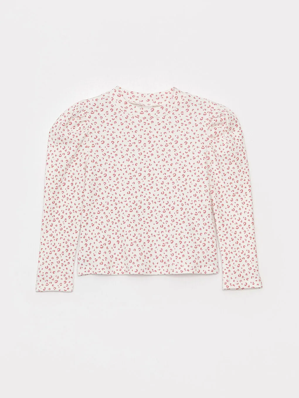 High Collar Patterned Long Sleeve Girls T-Shirt