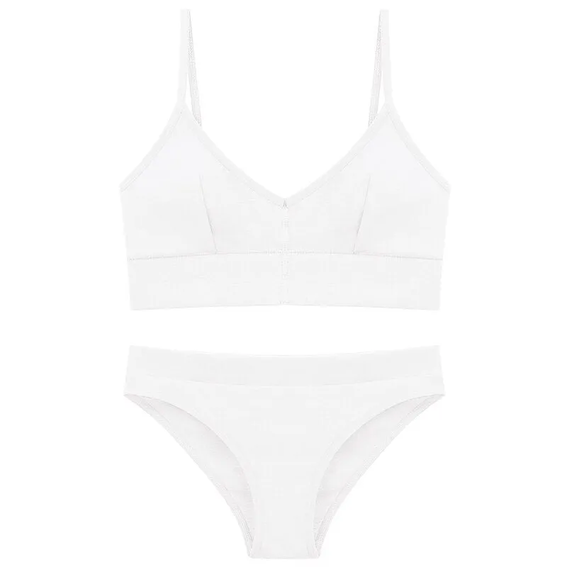 High Quality Seamless Bra Set Low Waist Panties Wire Free Bralette Lingerie Brassiere Cotton Female Underwear Set