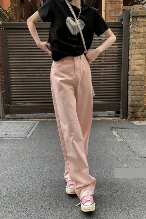 High Waist Light Pink Jeans Pants