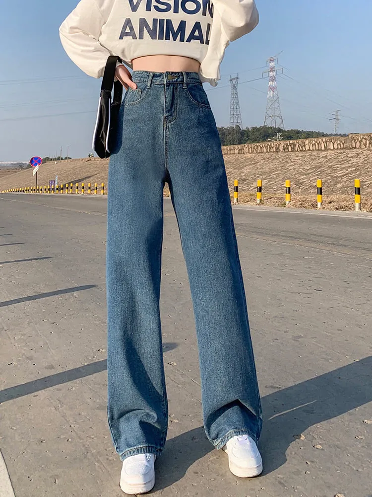 High Waist Wide Leg Full Length Jeans Pants