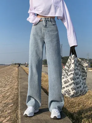 High Waist Wide Leg Full Length Jeans Pants