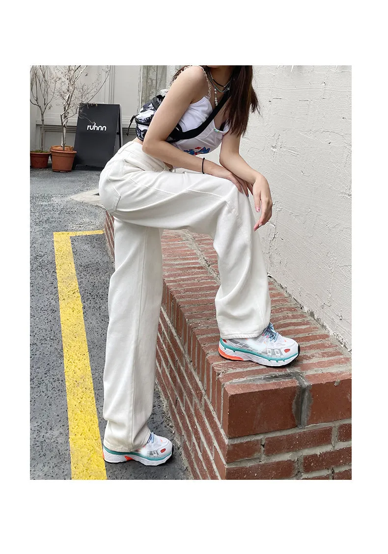 High Waist Wide Leg White Jeans Pants