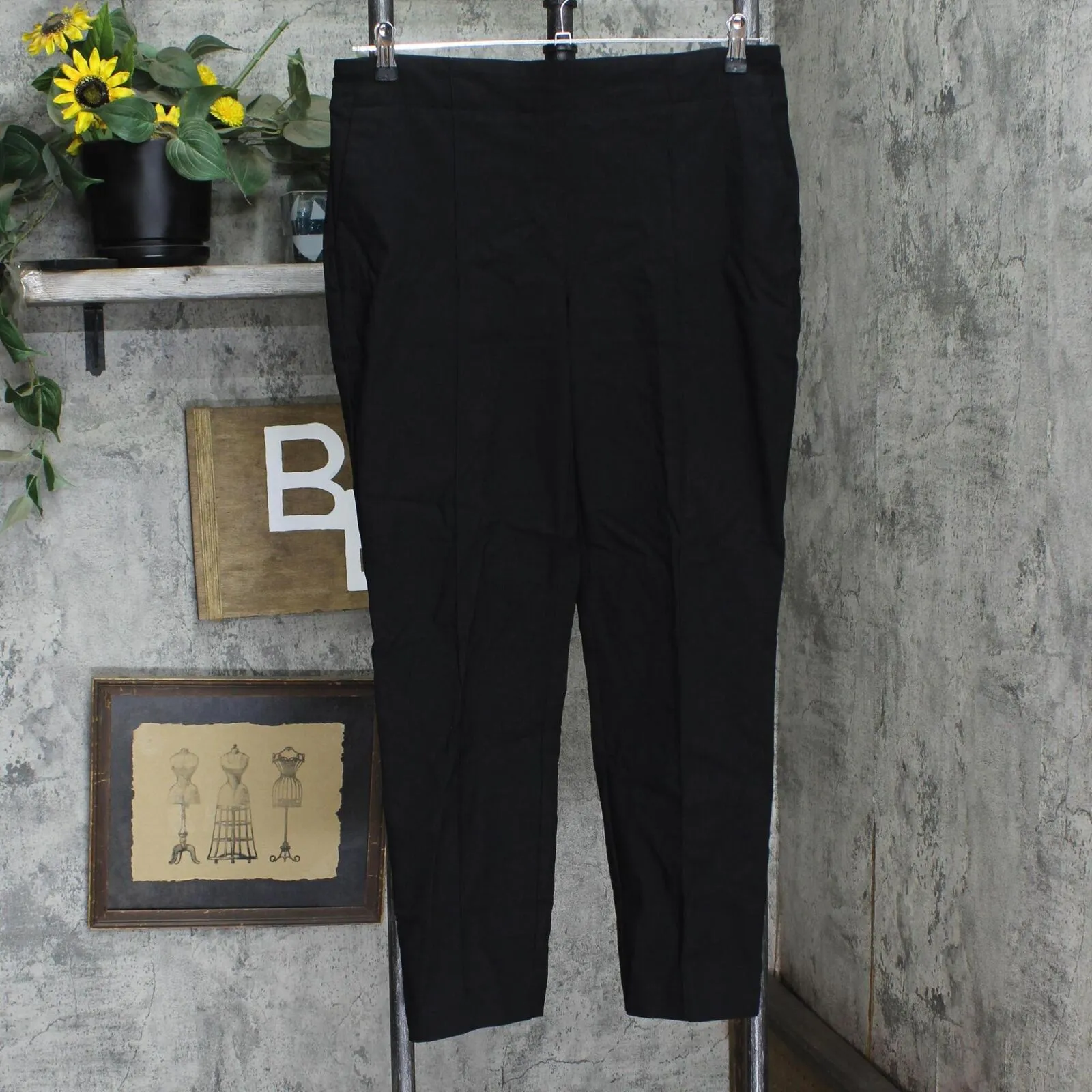 Hilary Radley Women's Ponte Pull-On Mid Rise Slim Leg Pants 1797446 Black L
