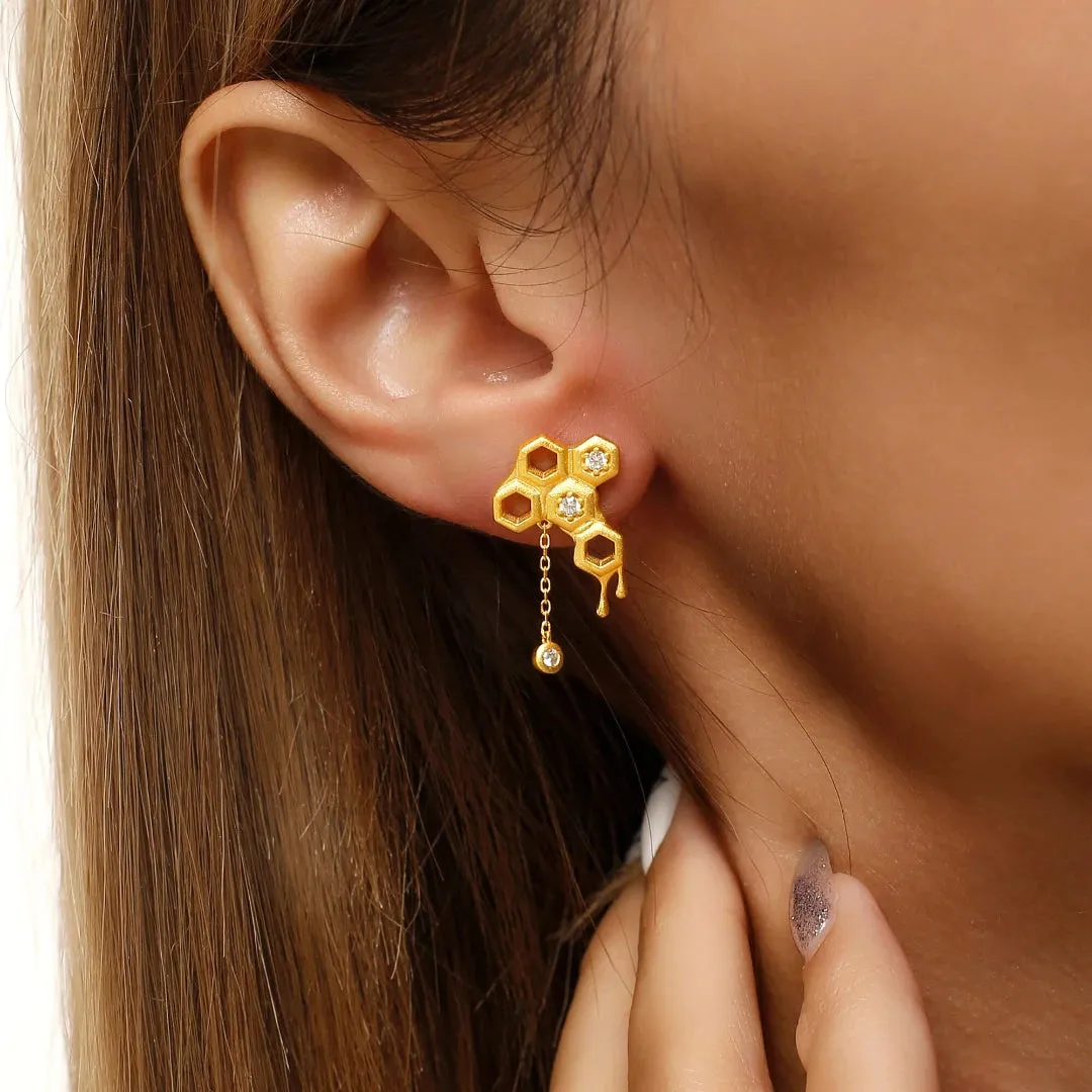 Honeycomb With Honey Ring Earrings Necklaces Bracelet Jewelry Sets designed by LifeWithMaK