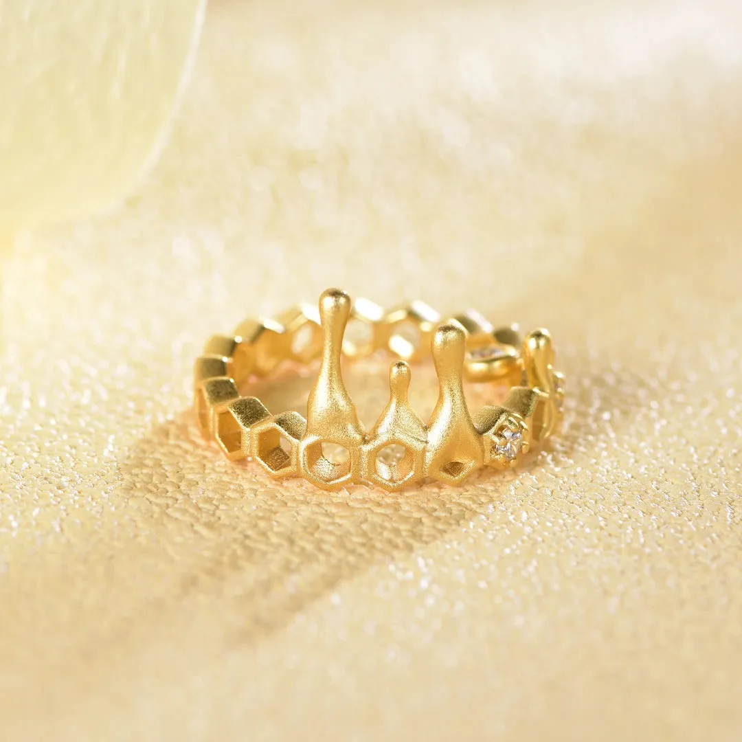 Honeycomb With Honey Ring Earrings Necklaces Jewelry Sets designed by LifeWithMaK