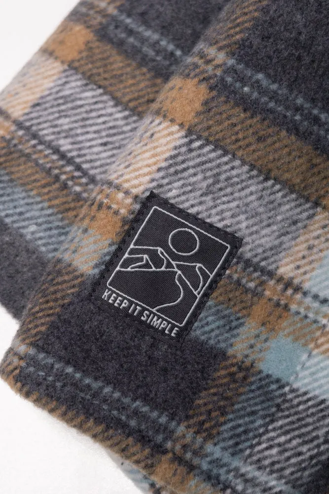 Hooded Check Shacket Grey And Blue