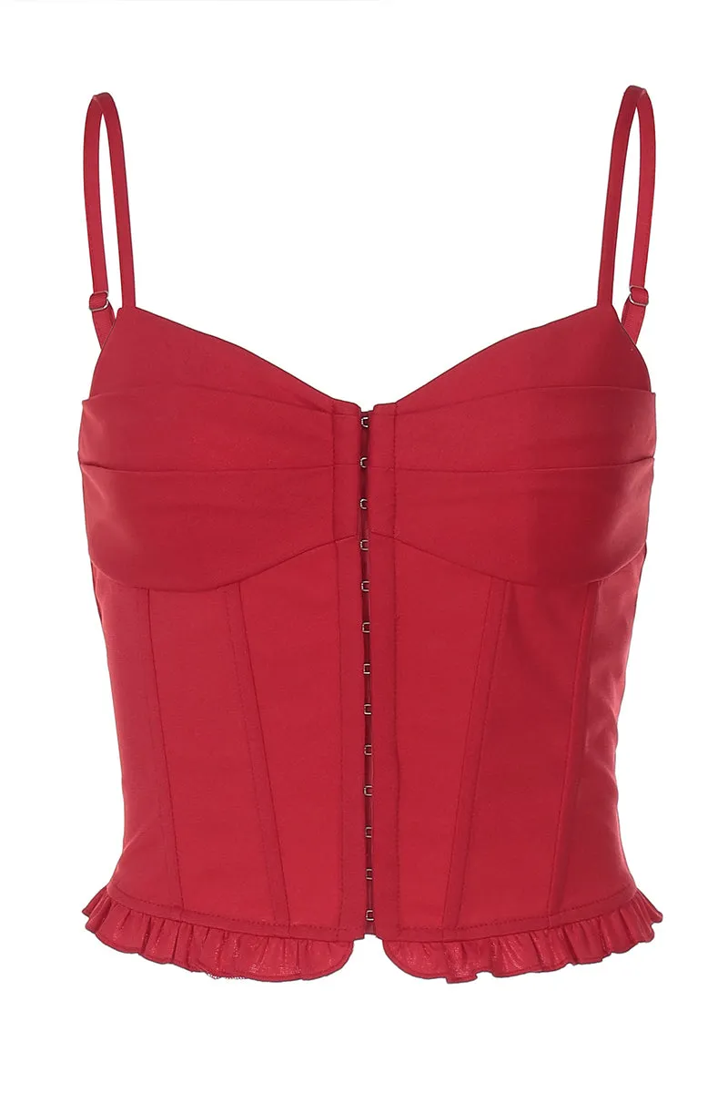 HTZ1099 Hook-Eye Corset Crop Top