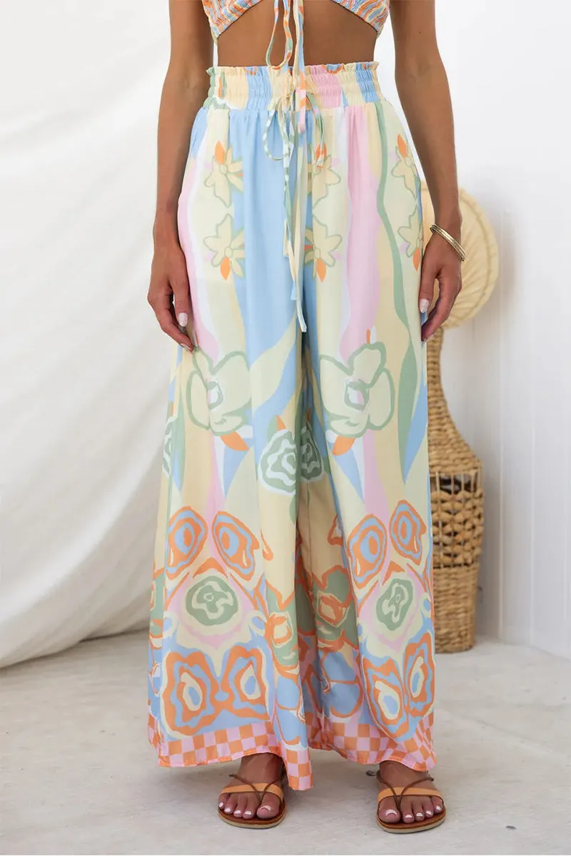 HUP1137 Flower Print Top & Pants Set