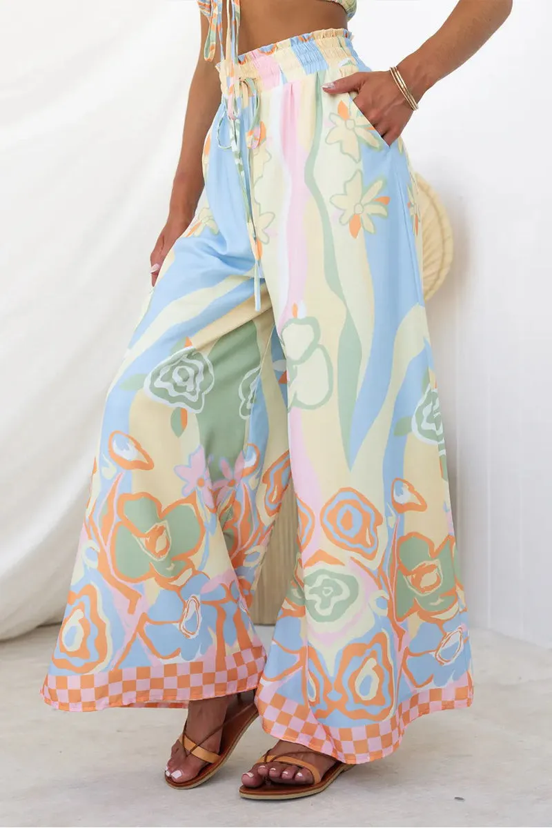 HUP1137 Flower Print Top & Pants Set