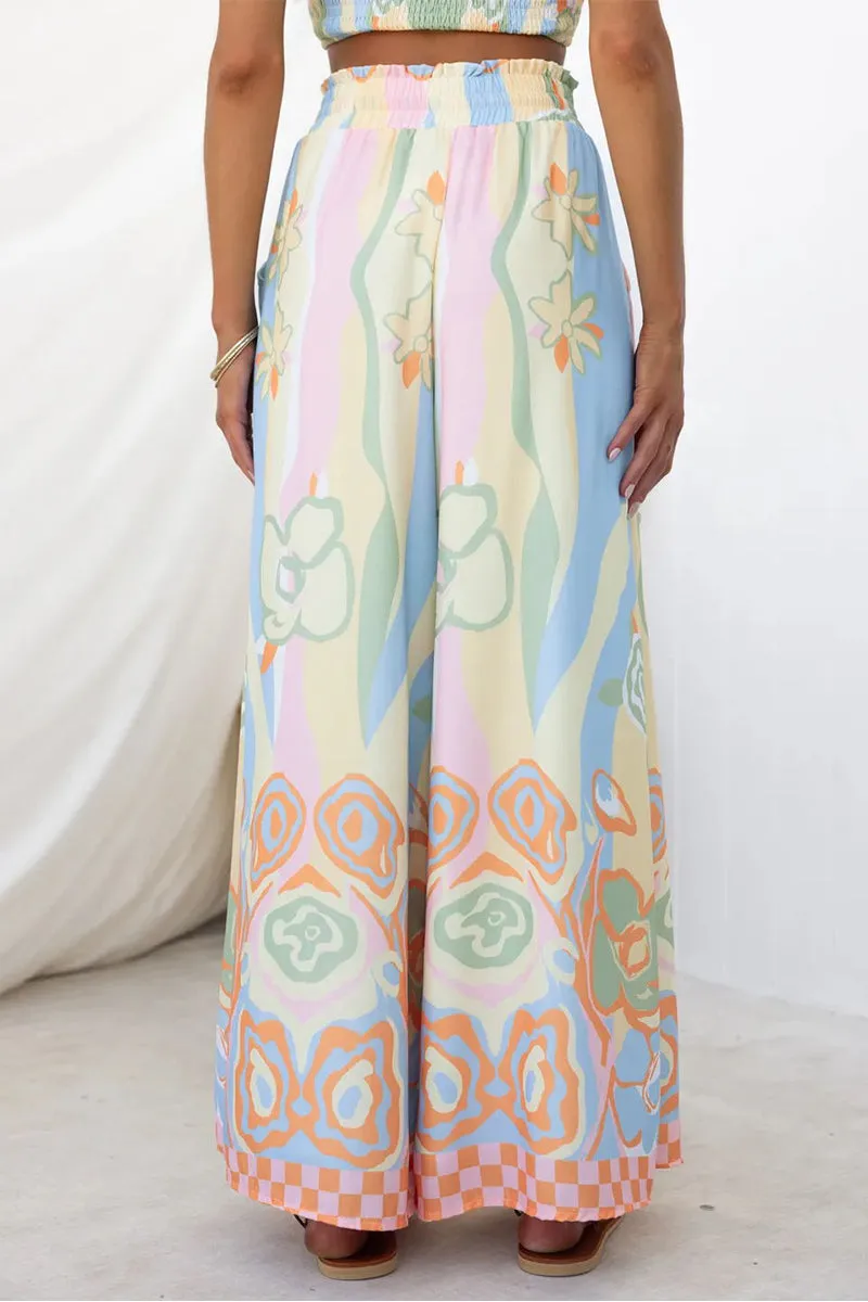 HUP1137 Flower Print Top & Pants Set