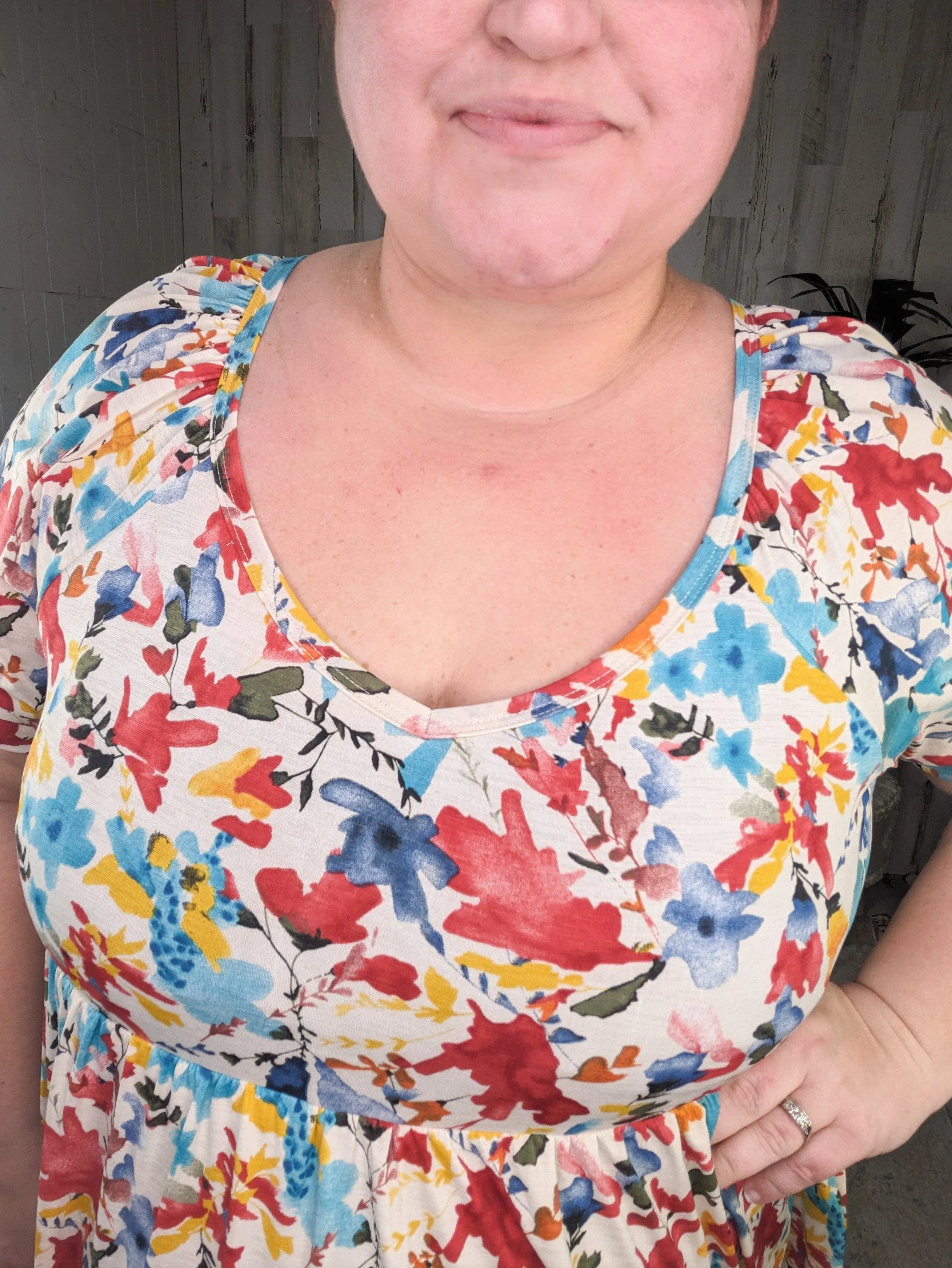 Joanie Vneck Baby Doll Top in Watercolor Florals (4 colors)