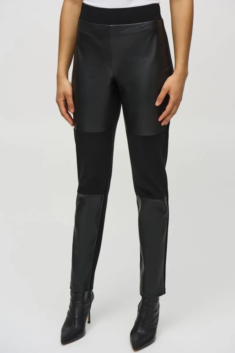 Joseph Ribkoff Black Pull-On Faux Leather Slim Pants 244143