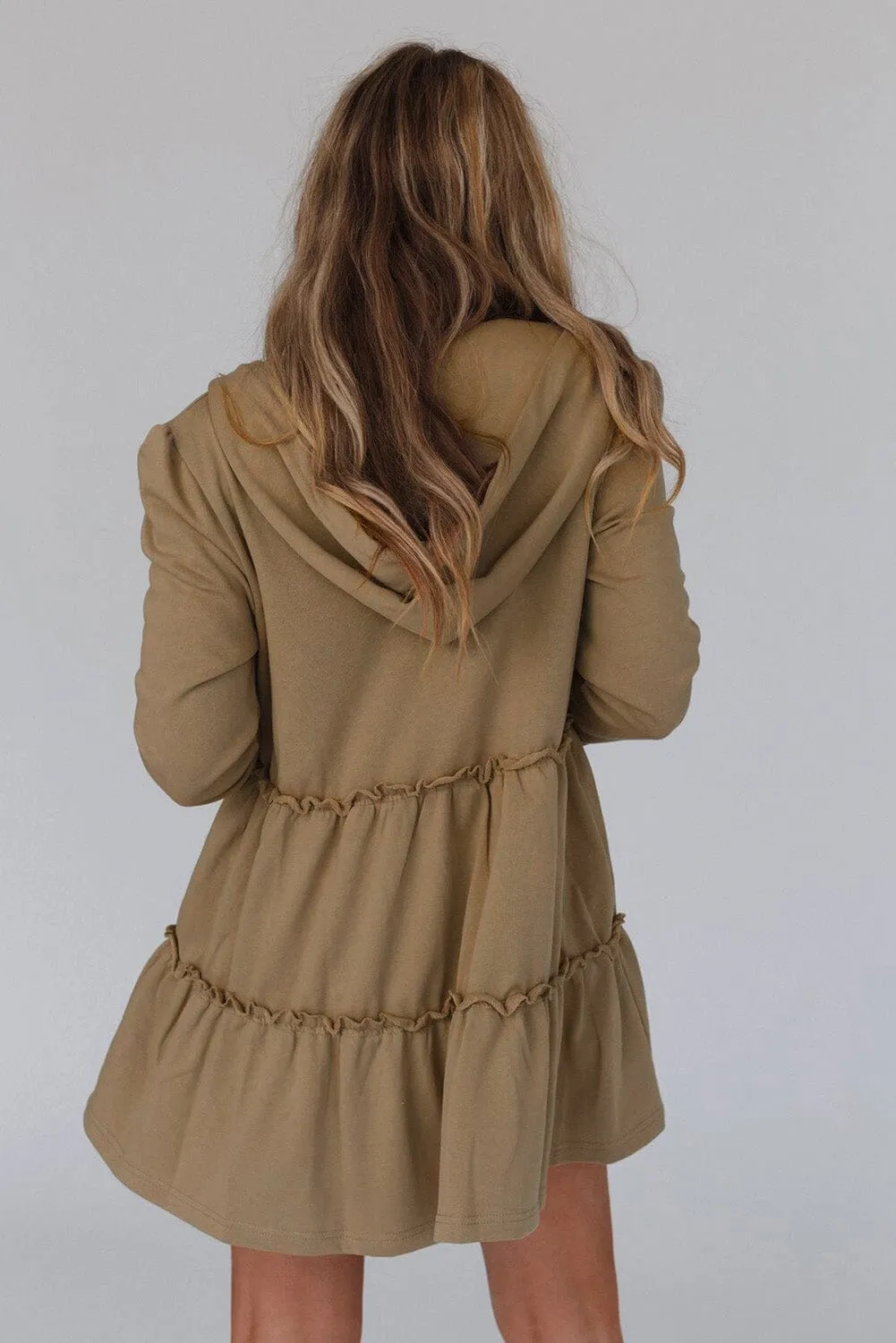 KaleaBoutique Tiered Ruffled Zip-Up Drawstring Hooded Jacket