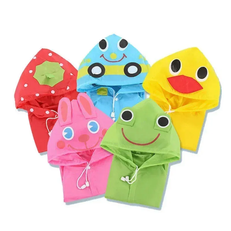 Kids Cartoon Animal Waterproof Foldable Raincoat - Portable Rain Poncho for Hiking