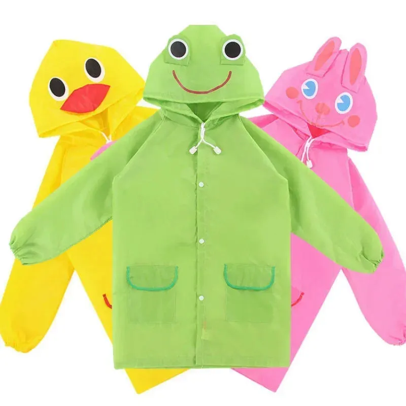 Kids Cartoon Animal Waterproof Foldable Raincoat - Portable Rain Poncho for Hiking