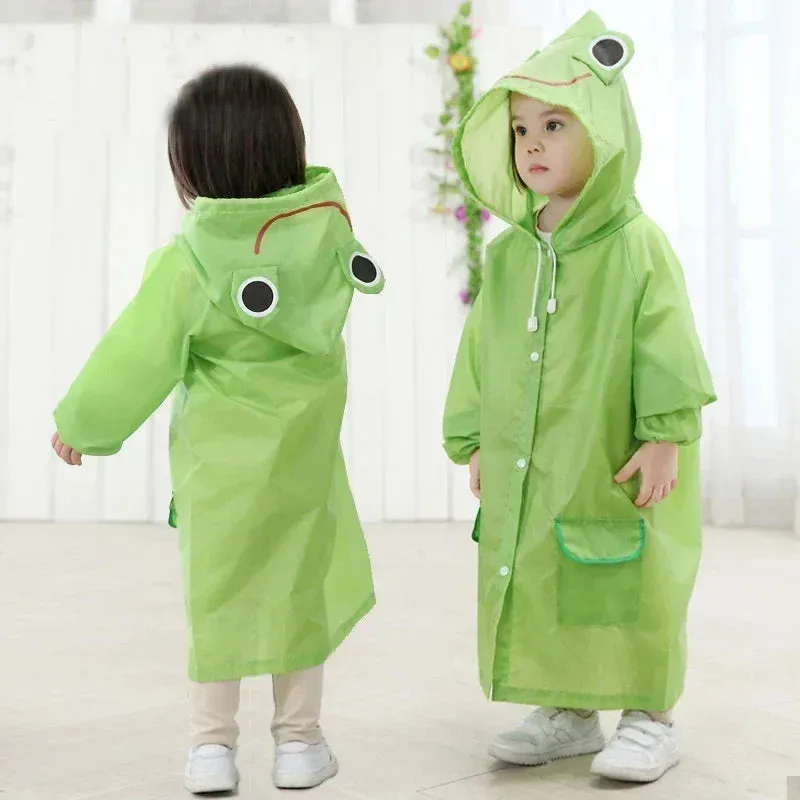 Kids Cartoon Animal Waterproof Foldable Raincoat - Portable Rain Poncho for Hiking