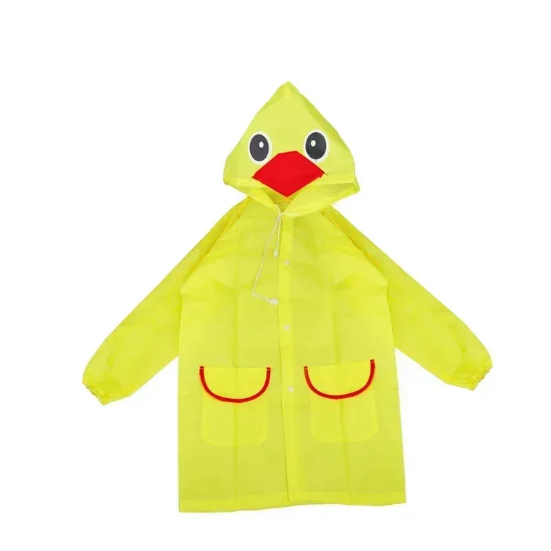 Kids Cartoon Animal Waterproof Foldable Raincoat - Portable Rain Poncho for Hiking