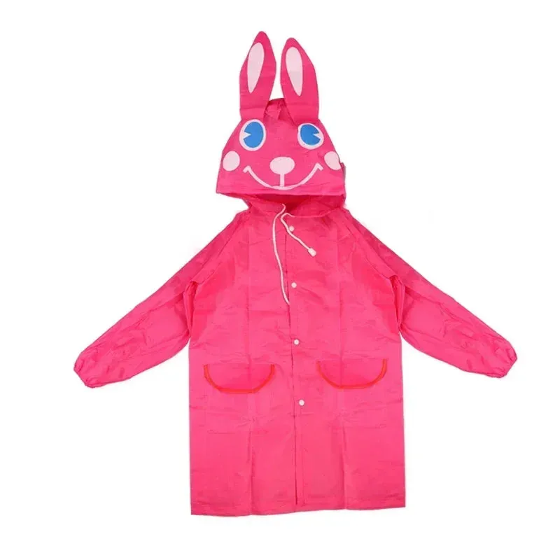 Kids Cartoon Animal Waterproof Foldable Raincoat - Portable Rain Poncho for Hiking
