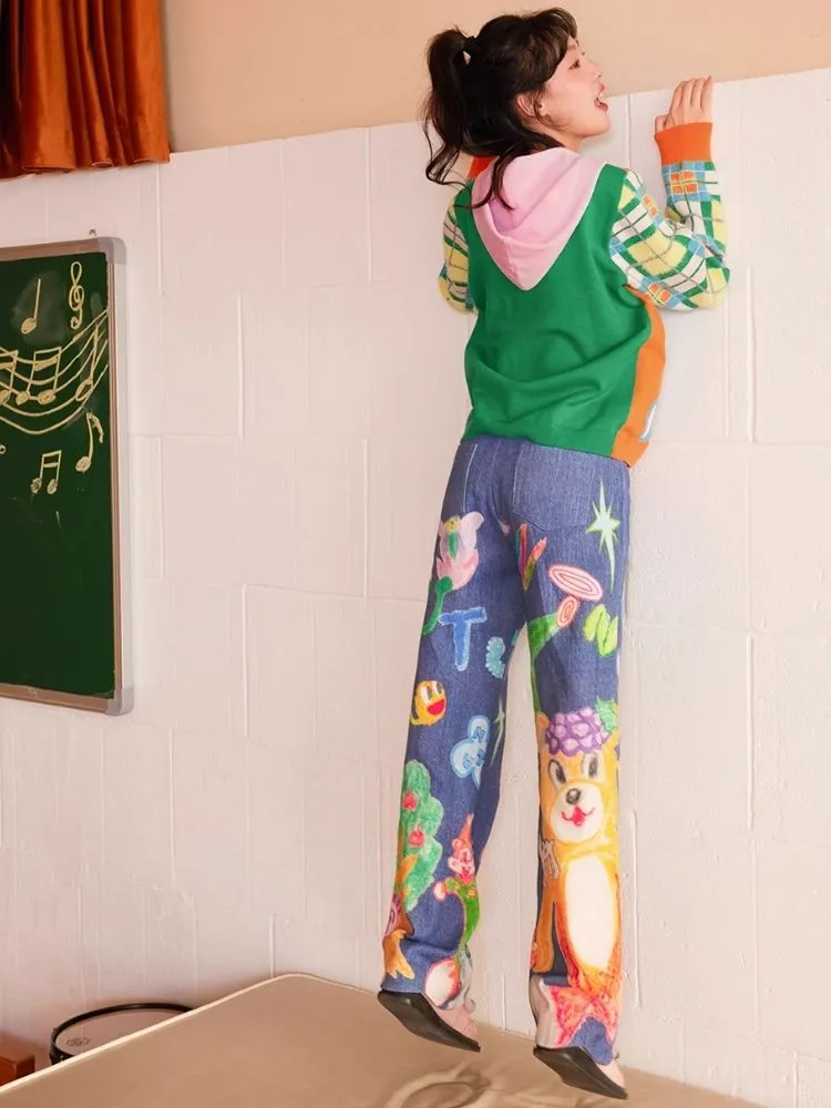Knit Thin Cartoon Bear Plaid Sweater 【s0000006202】