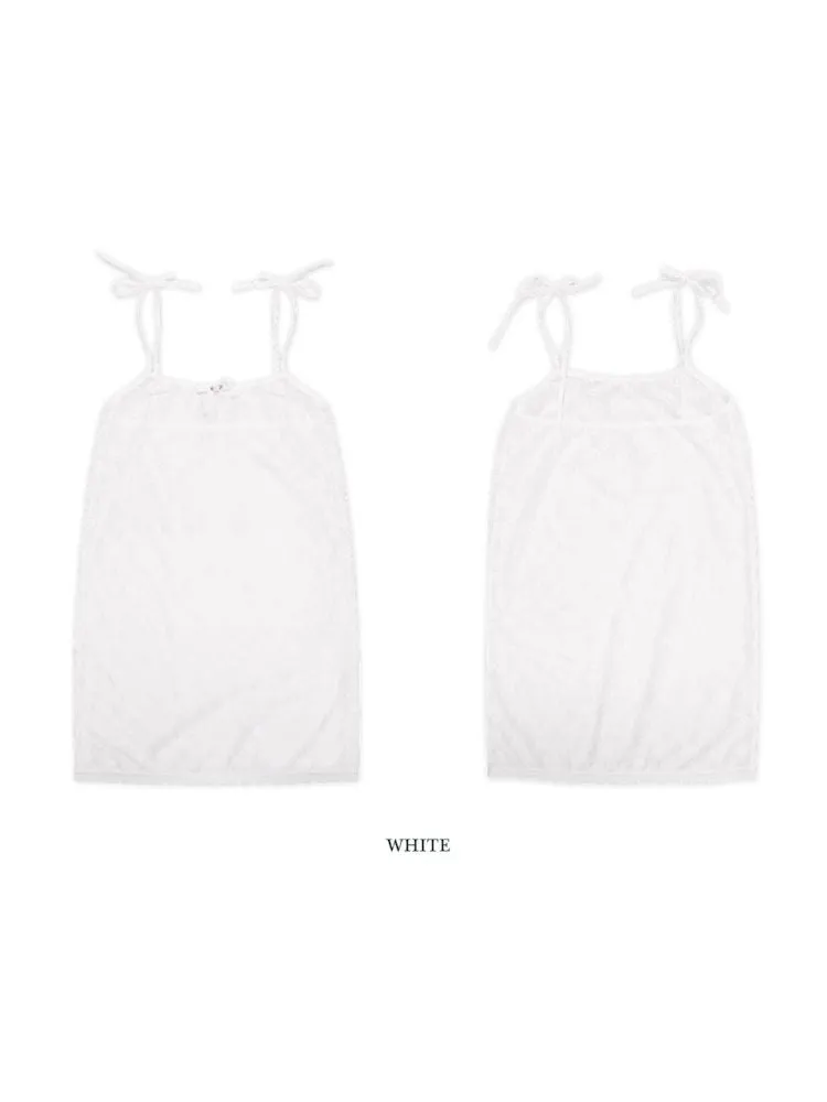 Lace bow thin white neck halter dress【s0000008692】