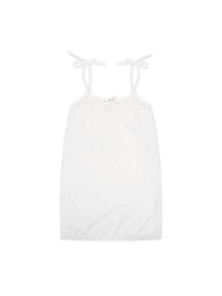 Lace bow thin white neck halter dress【s0000008692】