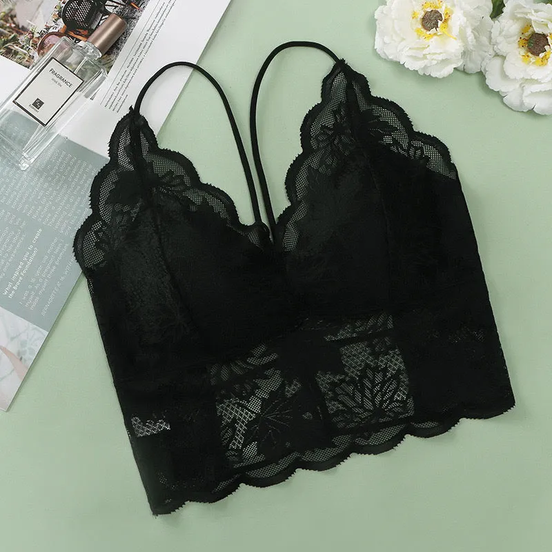 Lace Bralette with Criss-Cross Back——One Size