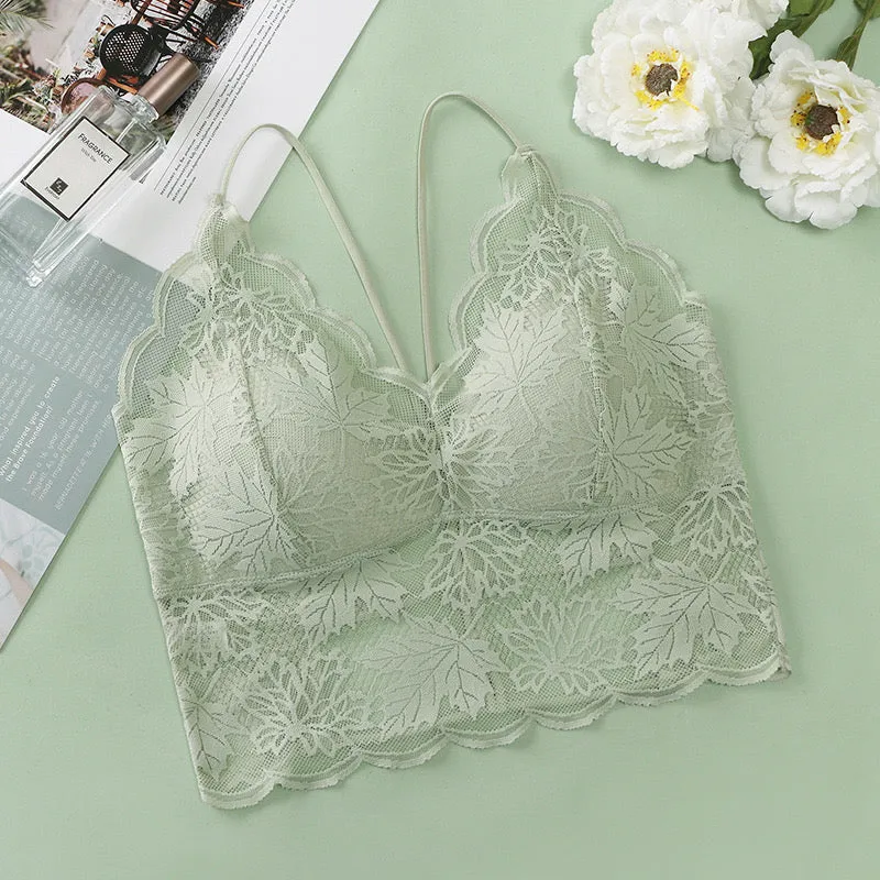 Lace Bralette with Criss-Cross Back——One Size