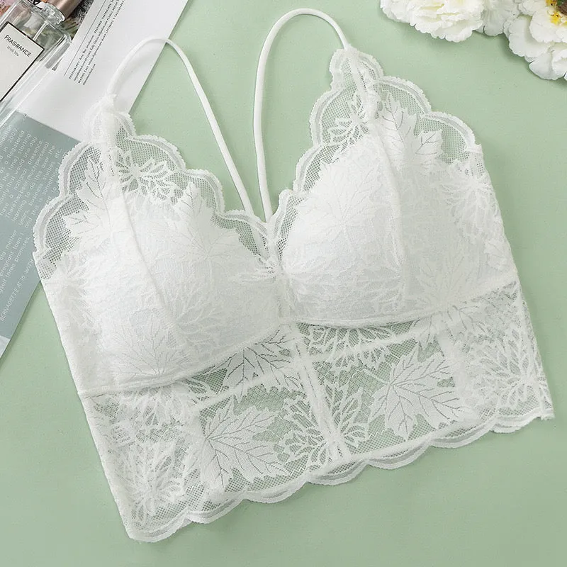 Lace Bralette with Criss-Cross Back——One Size