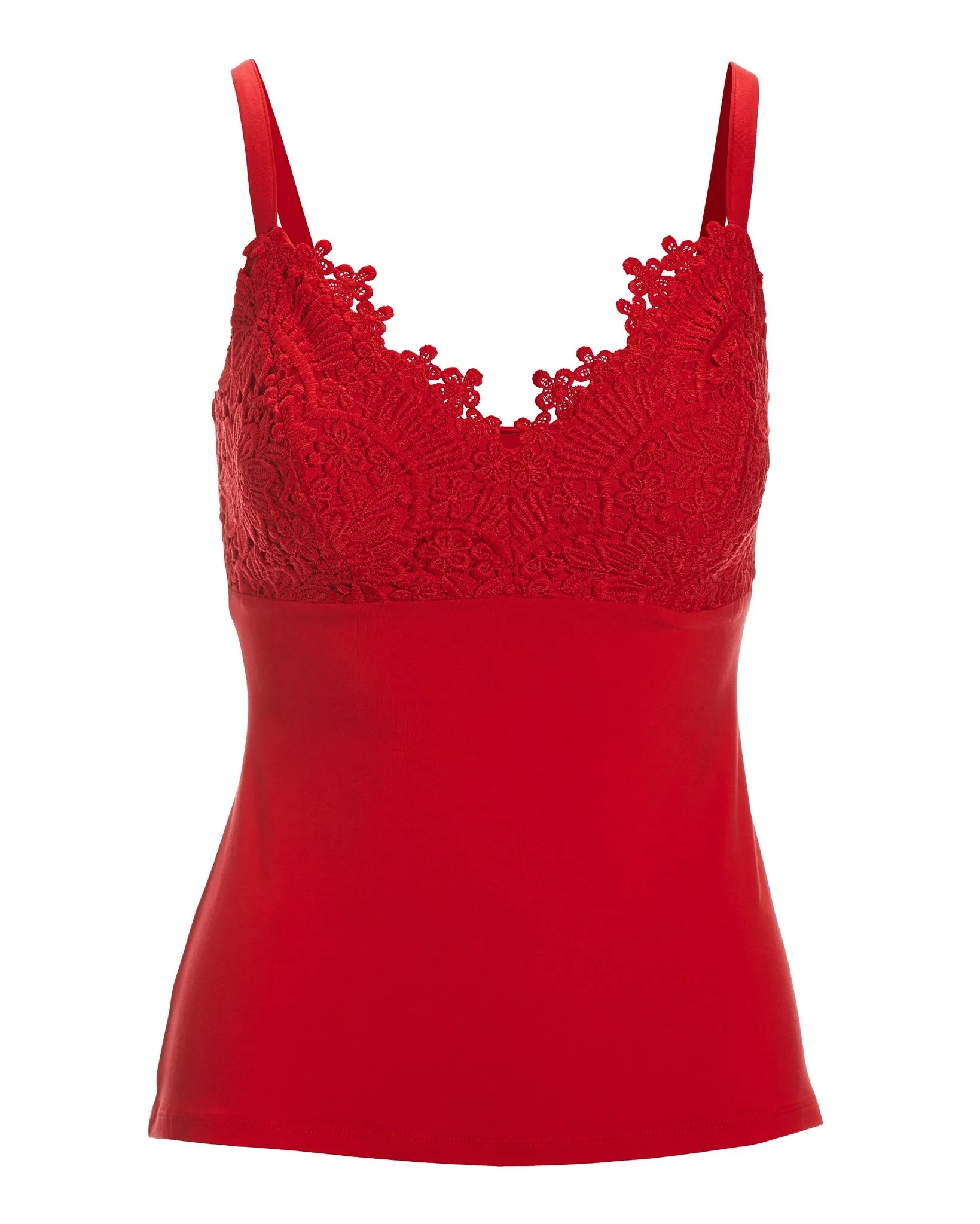 Lace Trim Cami Racing Red