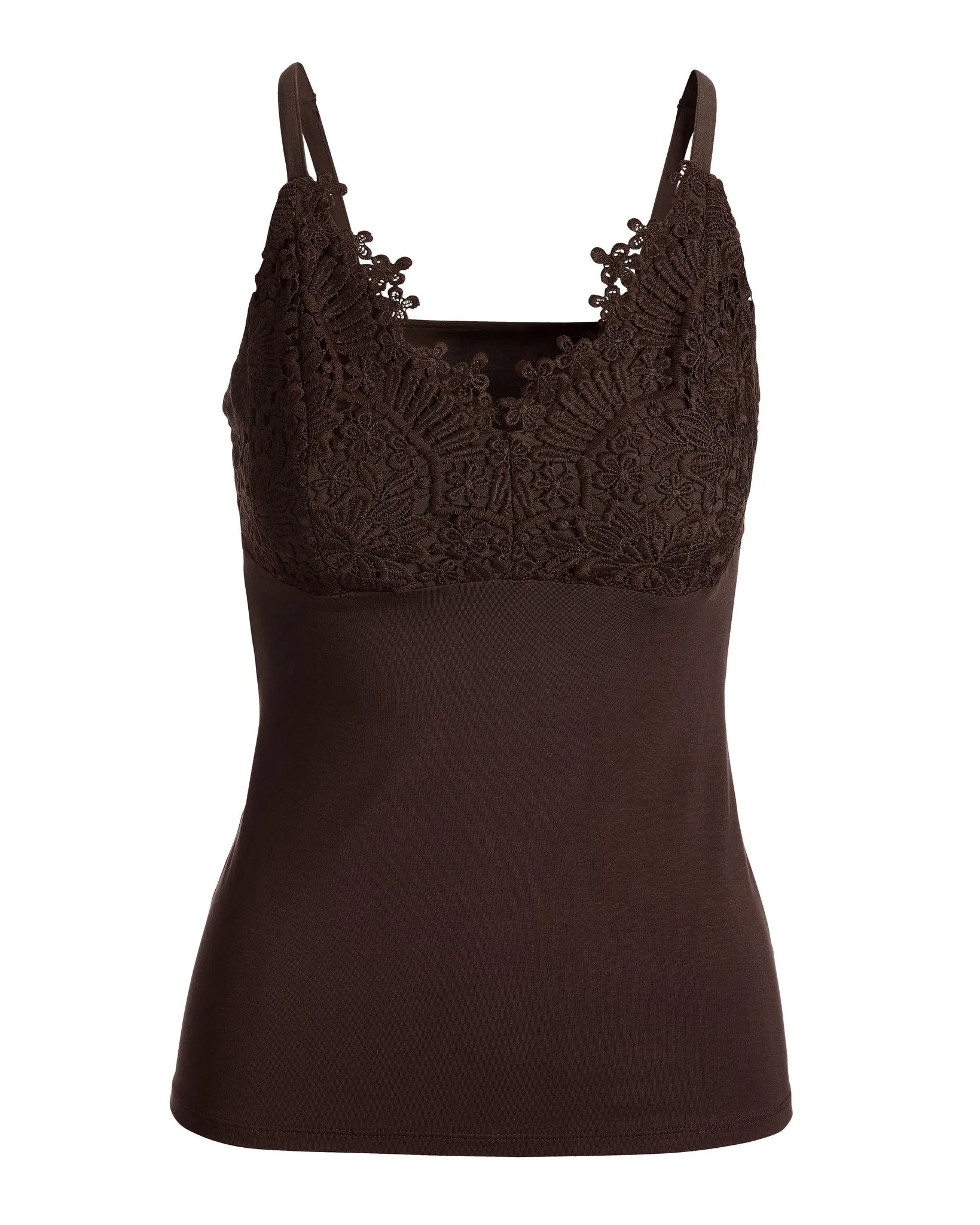 Lace Trim Cami Safari Brown