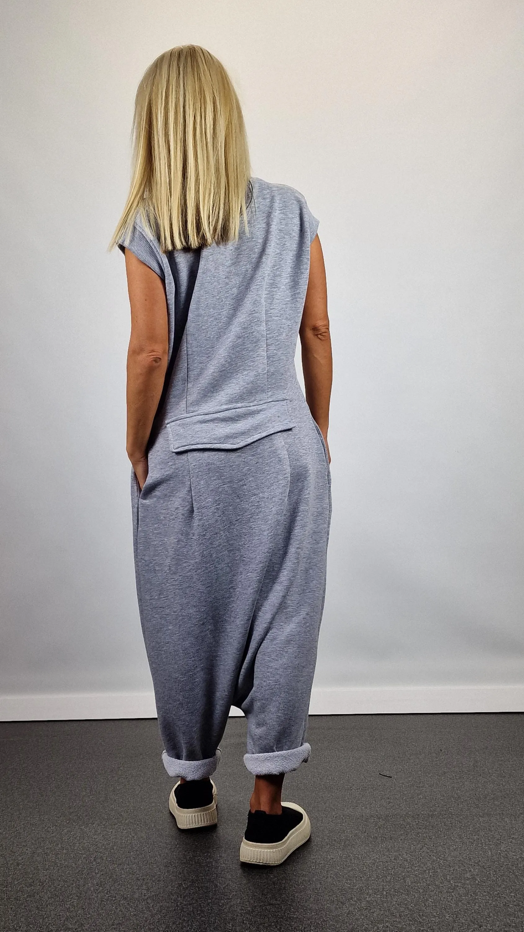 Lady casual jumpsuit/ Cotton Jumpsuit /Loose harem trousers jumpsuit/ Extravagant jumpsuit/Gothic jumpsuit